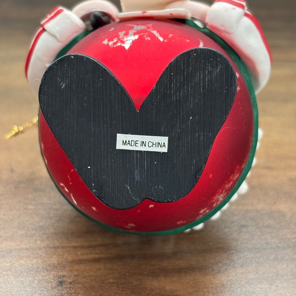 VINTAGE Traditions SANTA CLAUSE Glass Clay CHRISTMAS Tree Ornament Ball Hanging - Picture 8 of 8